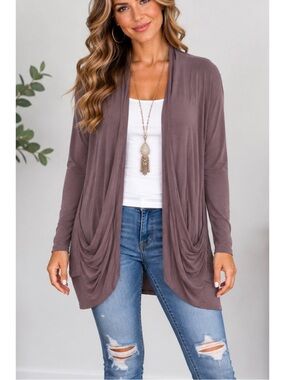 Maurices Mauve Draped Front Cardigan/Shawl- Medium